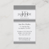 Carte De Visite Conception de point d'argent de monogramme d'agent (Dos)