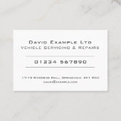 Carte De Visite Conception de réparation et d'entretien des véhicu (Dos)