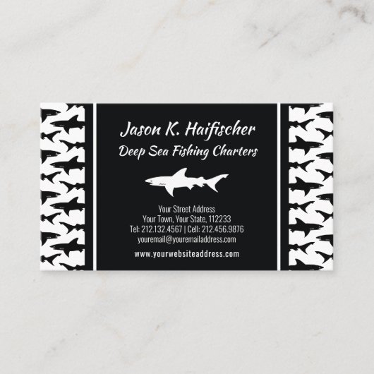 Carte De Visite Conception de requin pour plongeur Capitaine Pêche (Devant)