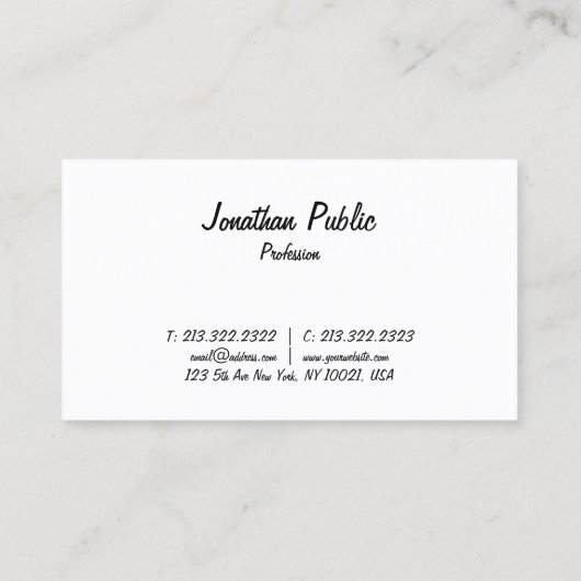 Carte De Visite Conception de script libre Smart Chic tendance Pla (Dos)