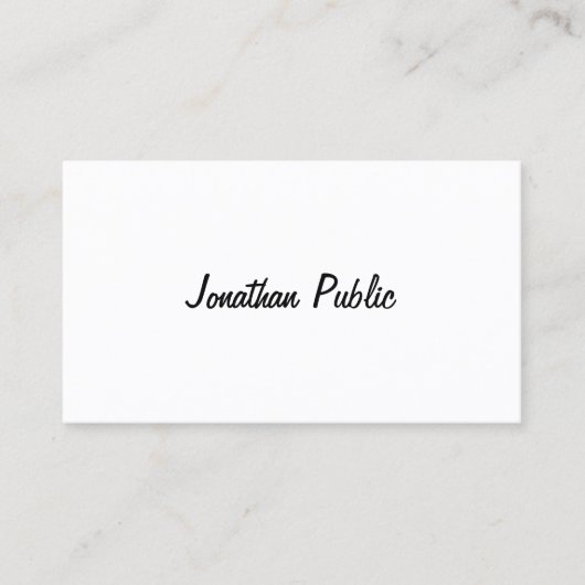 Carte De Visite Conception de script libre Smart Chic tendance Pla (Devant)