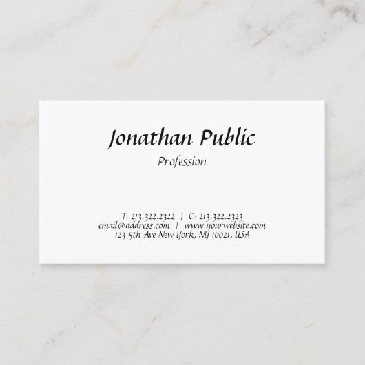 Carte De Visite Conception de script tendance simple chic moderne (Devant)