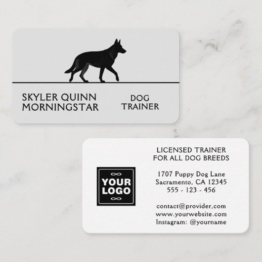 Carte De Visite Conception de silhouettes de jolis animaux de comp (Devant / Derrière)
