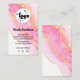 Carte De Visite conception de simulation de feuille à encre rose