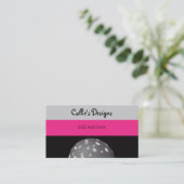 Carte De Visite Conception de sphère rose noir et gris Cool (Debout devant)