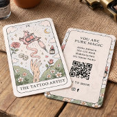 Carte De Visite Conception de tarot d'artiste de tatouage de rougi