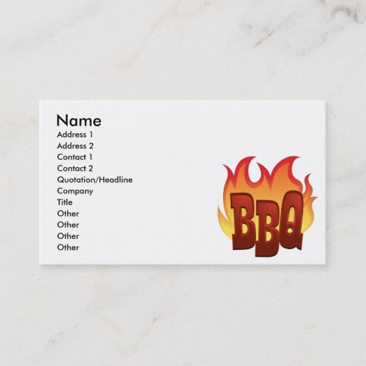 Carte De Visite conception de texte à flamme de barbecue (Devant)