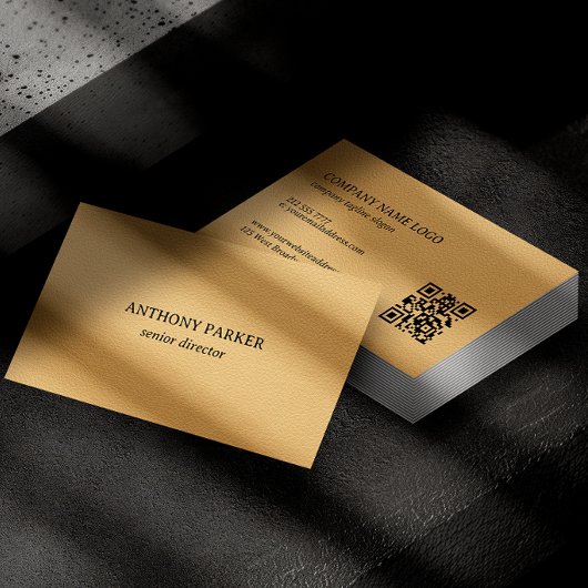Carte De Visite Conception de texture en faux cuir doré