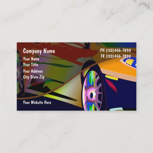 Carte De Visite Conception de thème automobile cool (Devant)