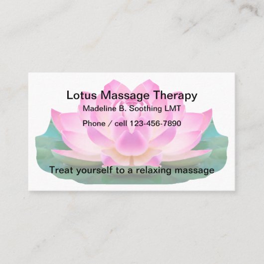 Carte De Visite Conception de thème de massage de fleur de lotus (Devant)