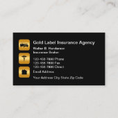 Carte De Visite Conception de tonalité dorée de l'agent d'assuranc (Devant)