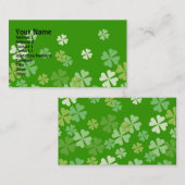 Carte De Visite Conception de trèfles de feuille du vert quatre (Devant / Derrière)