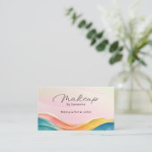 Carte De Visite Conception de vague de arc-en-ciel rose Script | A (Debout devant)