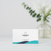 Carte De Visite Conception de vagues noir sarcelle Professionnel (Debout devant)