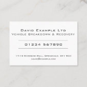 Carte De Visite Conception de ventilation et de récupération des v (Dos)