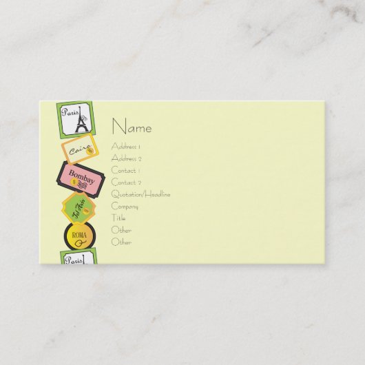 Carte De Visite Conception de voyage (Devant)