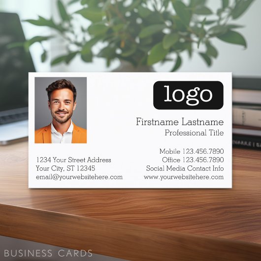 Carte De Visite Conception d'entreprise de base avec logo et photo