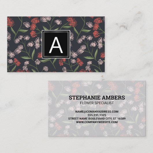Carte De Visite Conception des motifs floraux (Devant / Derrière)