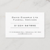 Carte De Visite Conception des services funéraires d'entreprise au (Dos)