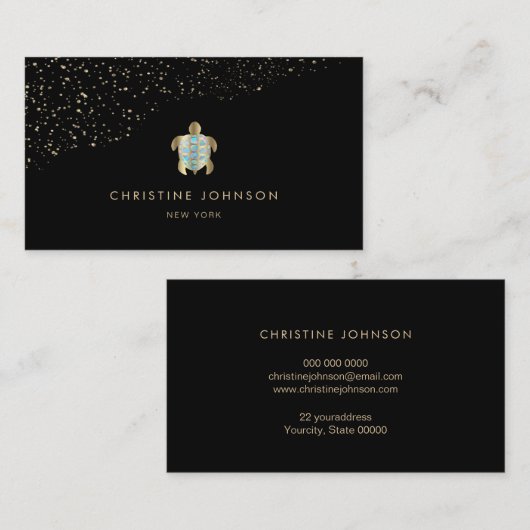 Carte De Visite conception des tortues de mer (Devant / Derrière)