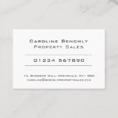 Carte De Visite Conception des ventes de propriétés propres et élé (Dos)