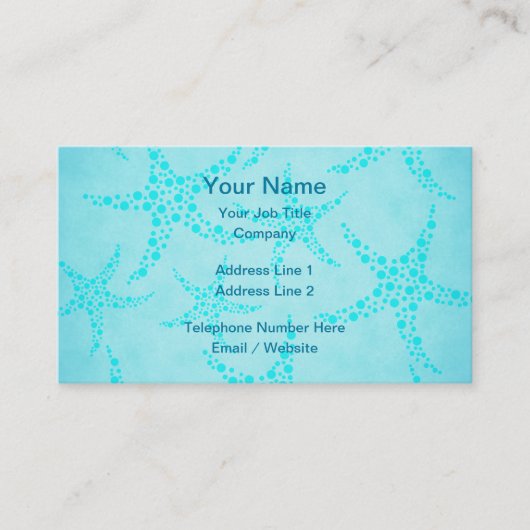 Carte De Visite Conception d'étoiles de mer d'Aqua et de turquoise (Devant)