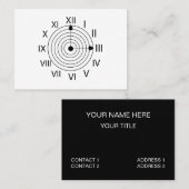 Carte De Visite Conception d'horloge romaine noir et blanc (Devant / Derrière)