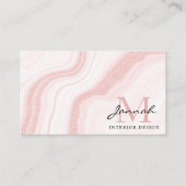 Carte De Visite Conception d'intérieur de code QR en marbre rose m (Devant)
