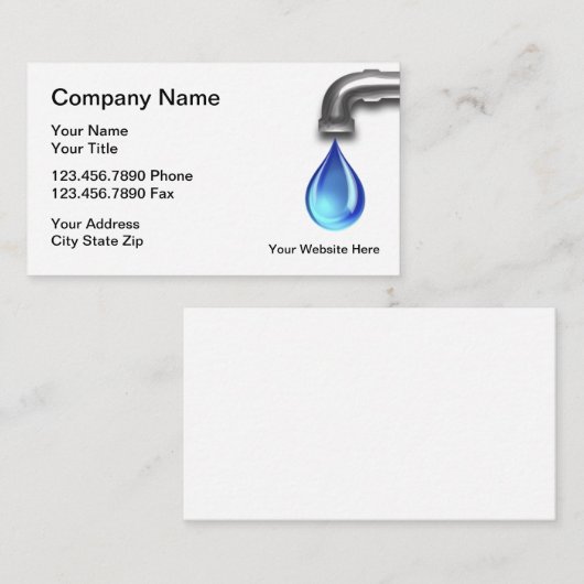 Carte De Visite Conception disjointe de robinet de plombier (Devant / Derrière)