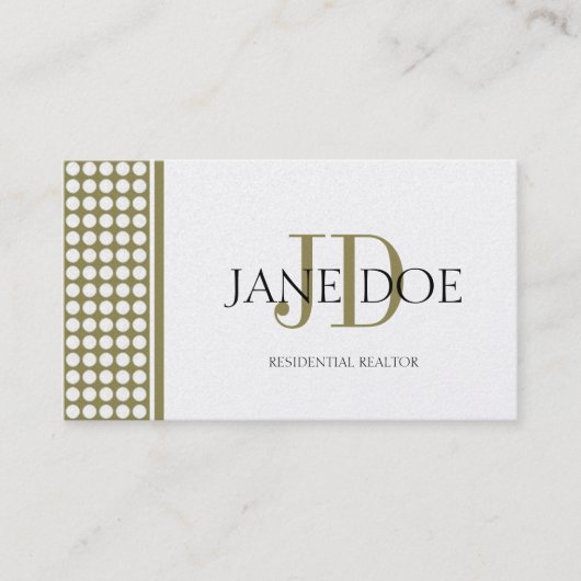 Carte De Visite Conception d'or de point de monogramme d'agent (Devant)