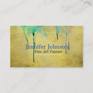 Carte De Visite Conception dorée peinture qui coule artiste beaux-