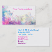 Carte De Visite Conception douce et assez florale (Devant / Derrière)