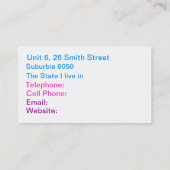 Carte De Visite Conception douce et assez florale (Dos)