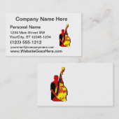 Carte De Visite Conception droite d'image de bassiste rouge et (Devant / Derrière)