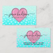 Carte De Visite Conception élégante de cœur rose et de taches (Devant / Derrière)