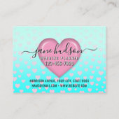 Carte De Visite Conception Élégante de Cœur Rose et de Taches (Dos)