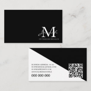 Carte De Visite Conception élégante de monogramme minimaliste noir