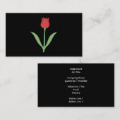 Carte De Visite Conception élégante de tulipe sur le noir (Devant / Derrière)