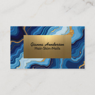 Carte De Visite Conception élégante et vagues bleues or