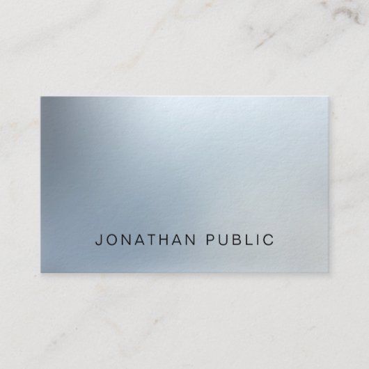Carte De Visite Conception Élégante Moderne Look Argent Luxe (Devant)
