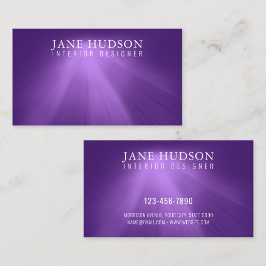 Carte De Visite Conception élégante propre moderne violet plain lu (Devant / Derrière)