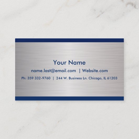 Carte De Visite Conception en acier argentée de bleu marine et de (Dos)