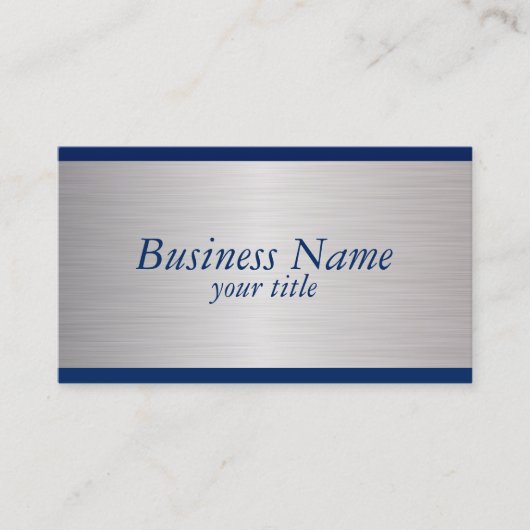 Carte De Visite Conception en acier argentée de bleu marine et de (Devant)
