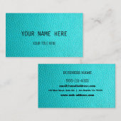 Carte De Visite Conception en cuir Turquoise personnalisée | (Devant / Derrière)