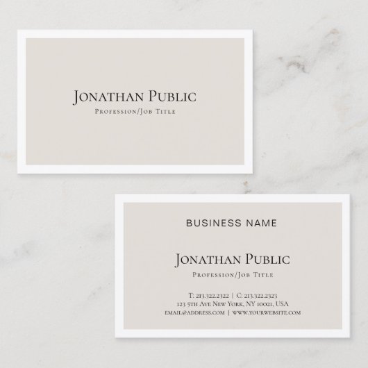 Carte De Visite Conception épurée et élégante Conception moderne (Devant / Derrière)