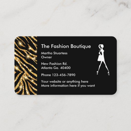 Carte De Visite Conception étincelante de boutique de mode (Devant)