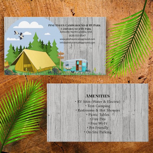 Carte De Visite Conception extérieure de camping-caravaning rustiq