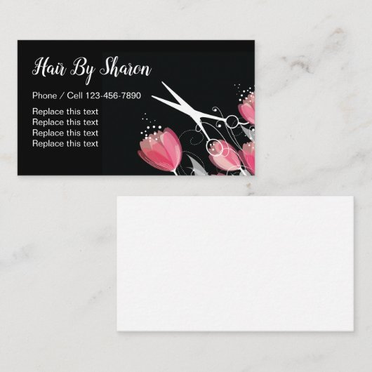 Carte De Visite Conception florale de coiffeur de beauté (Devant / Derrière)