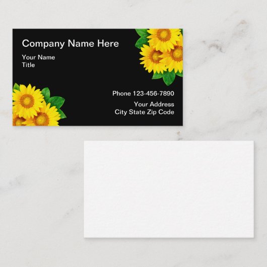 Carte De Visite Conception florale de tournesol (Devant / Derrière)