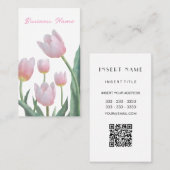 Carte De Visite Conception florale de tulipes pastel (Devant / Derrière)